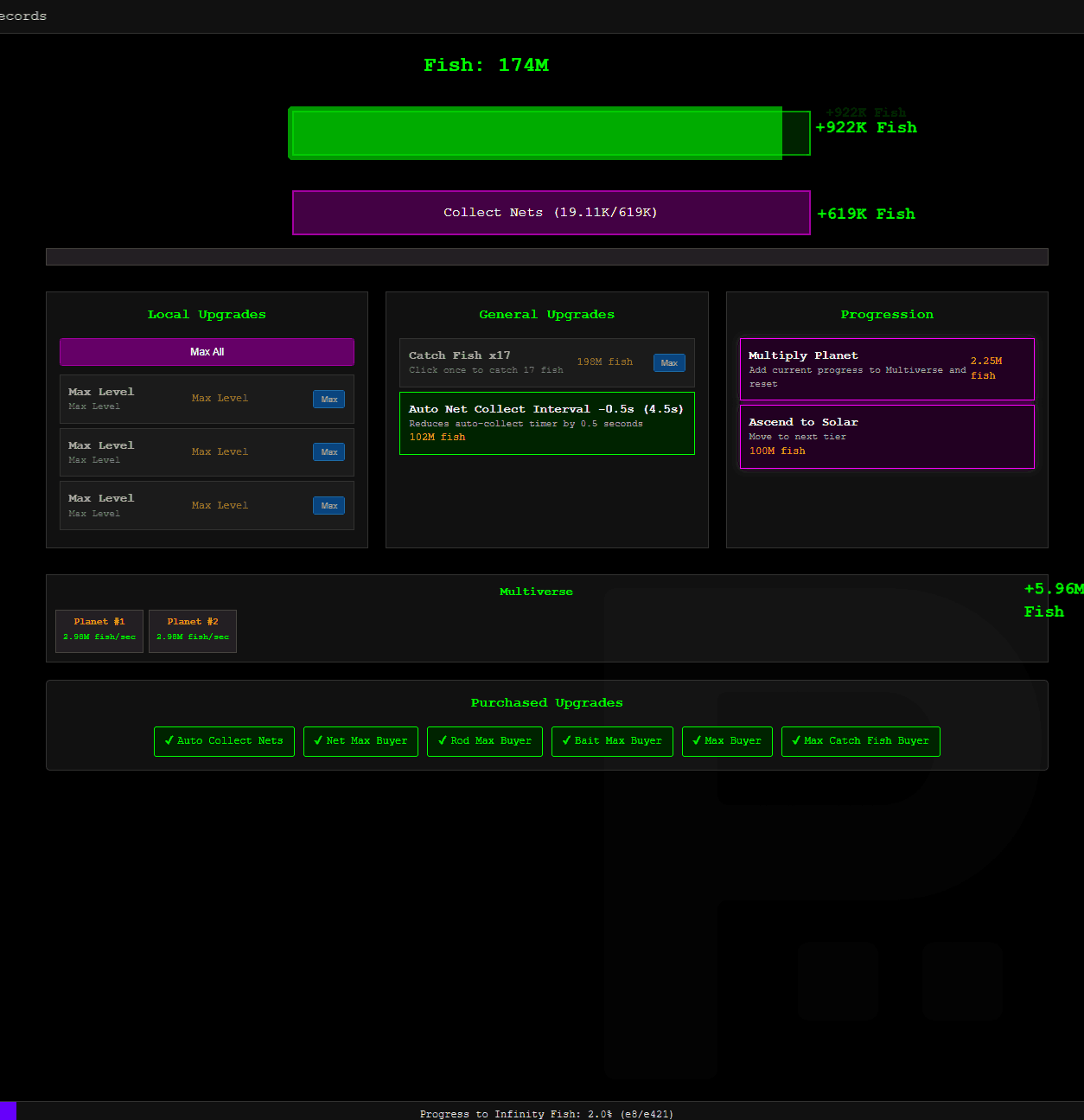 Multiversal Fishing Simulator: Early game with planet